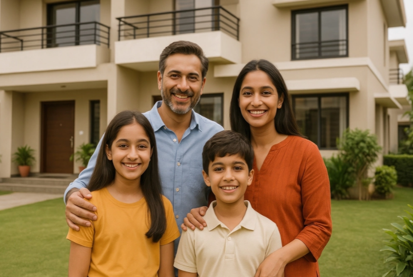 Happy Indian family smiling